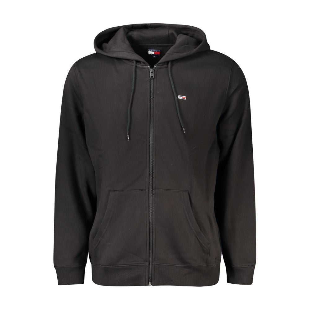 Black zip-up hoodie from Tommy Hilfiger Black Cotton Men Sweater collection