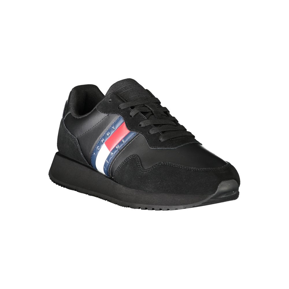 Black Tommy Hilfiger Leather Men Sneaker for stylish and comfortable footwear