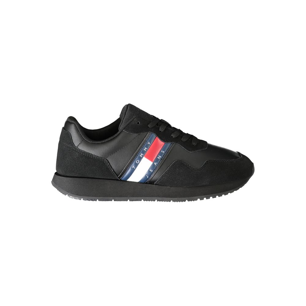 Tommy Hilfiger Black Leather Men Sneaker for stylish and comfortable footwear