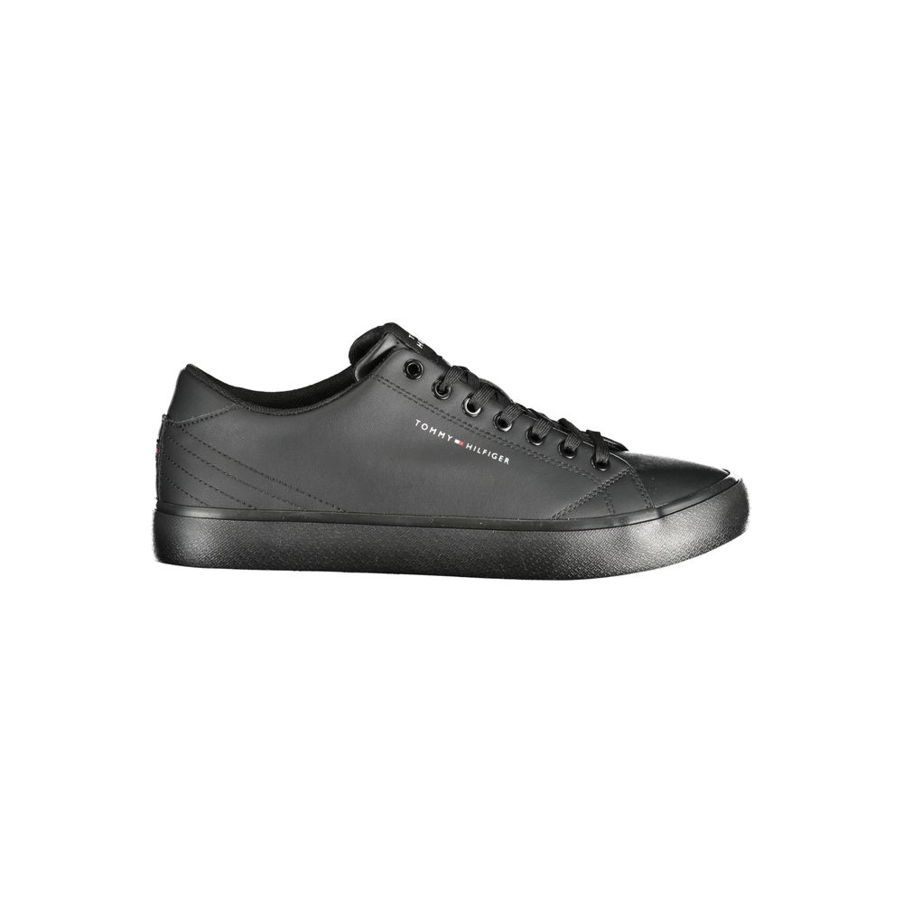 Tommy Hilfiger Black Leather Men Sneaker for stylish casual footwear