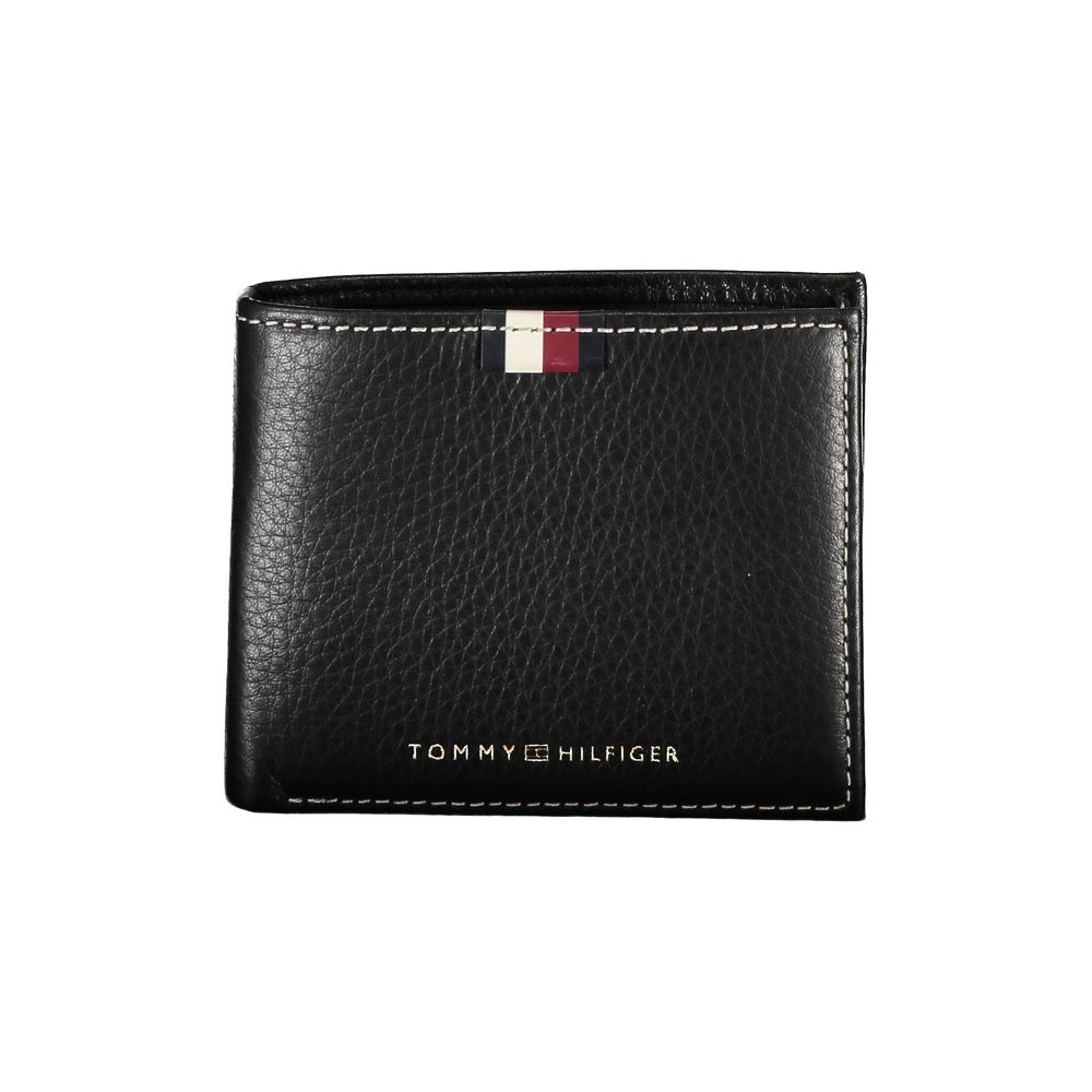 Tommy Hilfiger Black Leather Men Wallet showcasing sleek design and premium quality