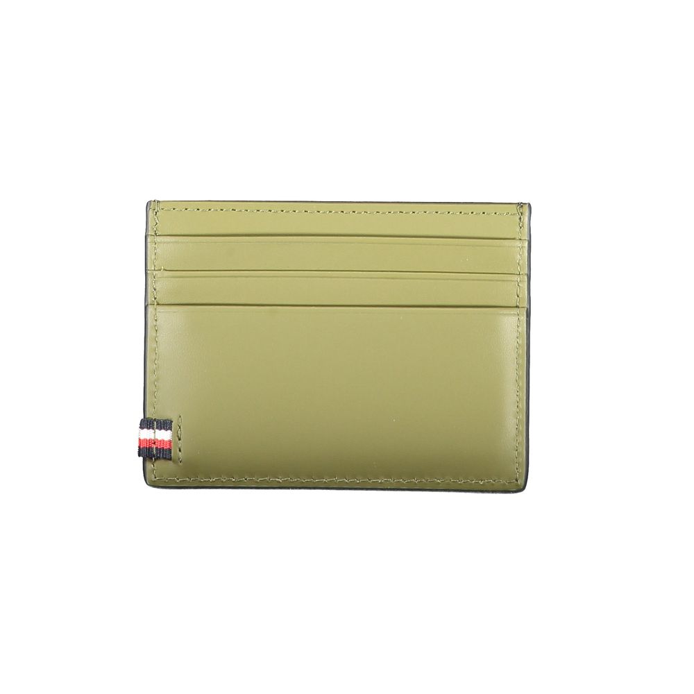 Olive green leather card holder in Tommy Hilfiger Black Leather Wallet