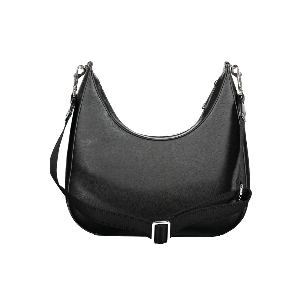 Black leather hobo bag from Tommy Hilfiger, a stylish black polyester handbag