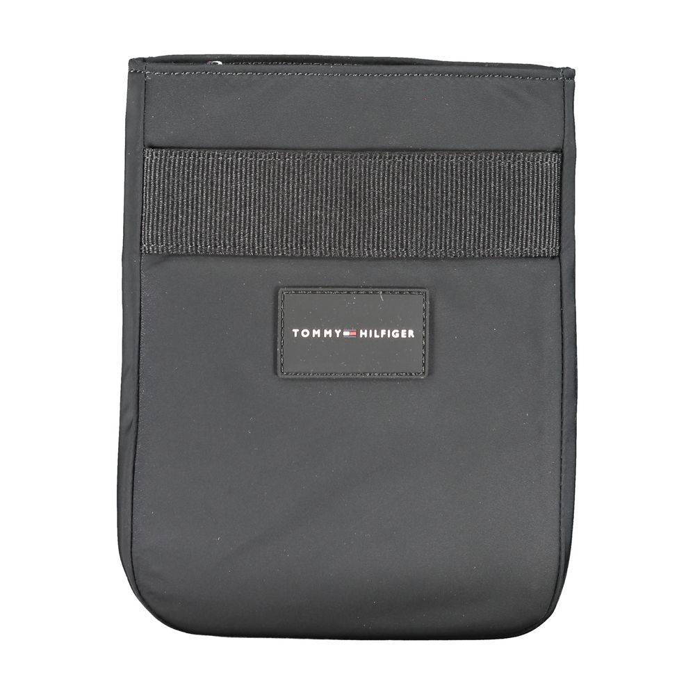 Tommy Hilfiger black polyester shoulder bag displayed in a stylish black crossbody design