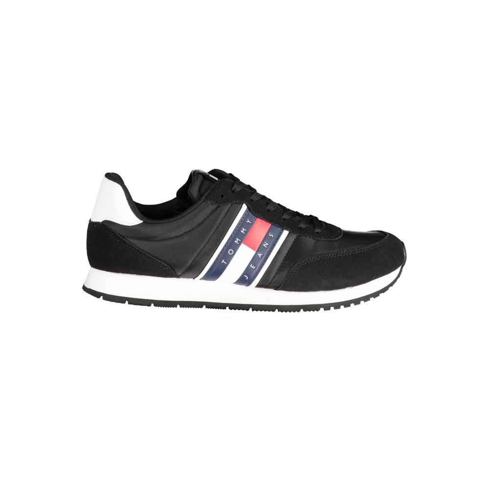 Tommy Hilfiger Black Polyester Sneaker showcasing stylish black Tommy Jeans design