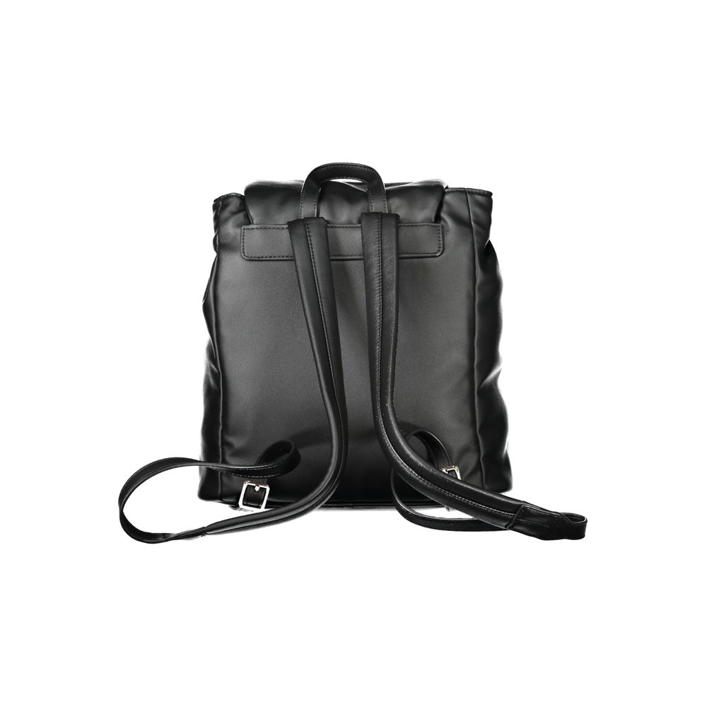 Tommy Hilfiger Black Polyester Women Backpack in sleek black leather design