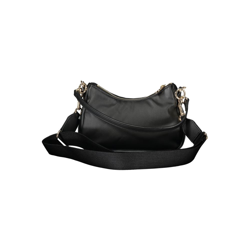 Black shoulder bag with gold hardware, Tommy Hilfiger Black Polyester Women Handbag