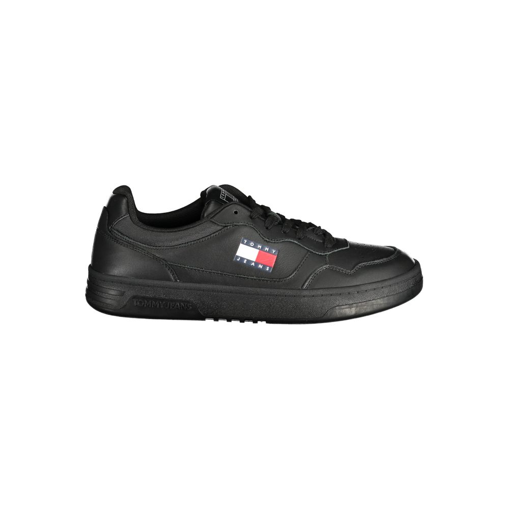 Tommy Hilfiger Black Polyethylene Men Sneaker displayed in a stylish black design