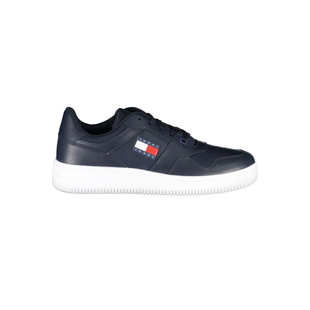 Navy Blue Tommy Hilfiger Blue Contrast Sneakers with White Sole and Logo Detail