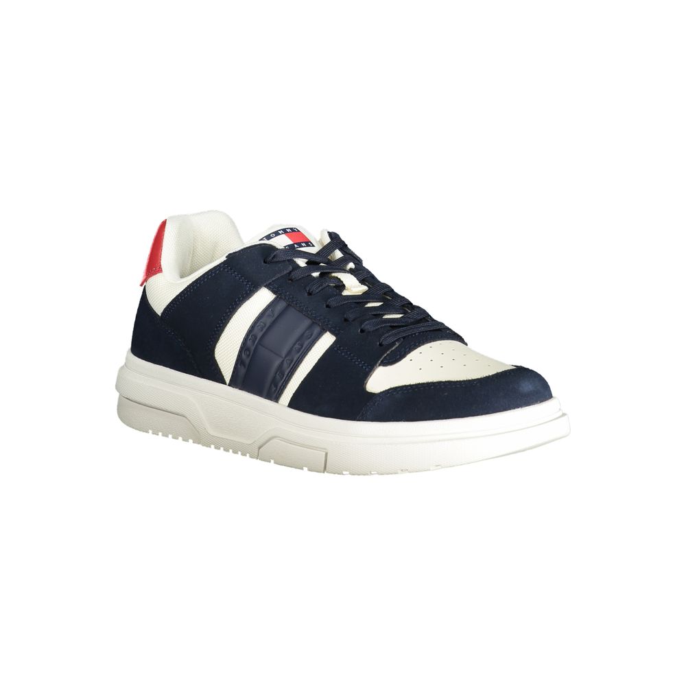 Navy and white Tommy Hilfiger Blue Leather Men Sneaker for stylish comfort