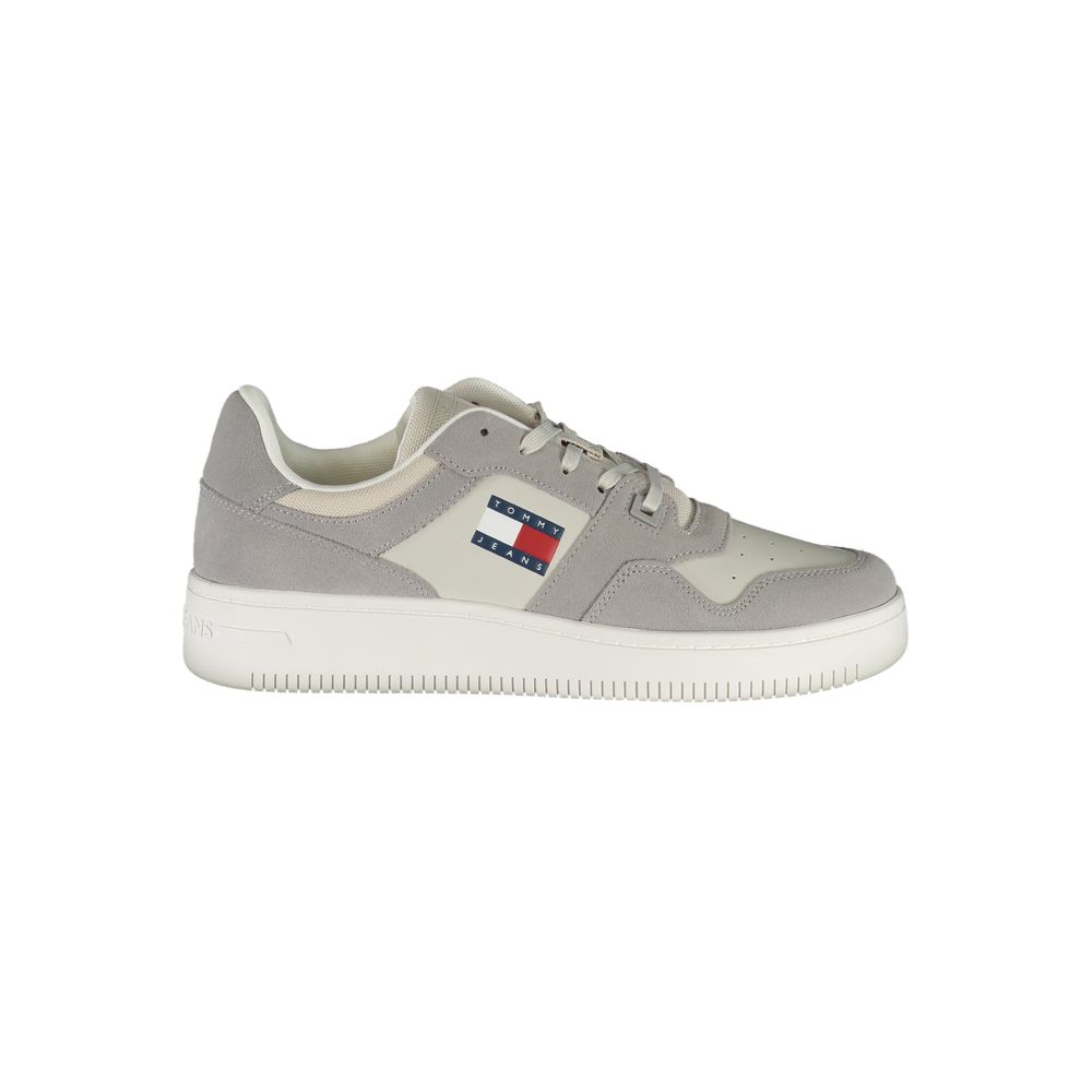 Gray and white Tommy Hilfiger Gray Polyester Sneaker for stylish comfort and durability