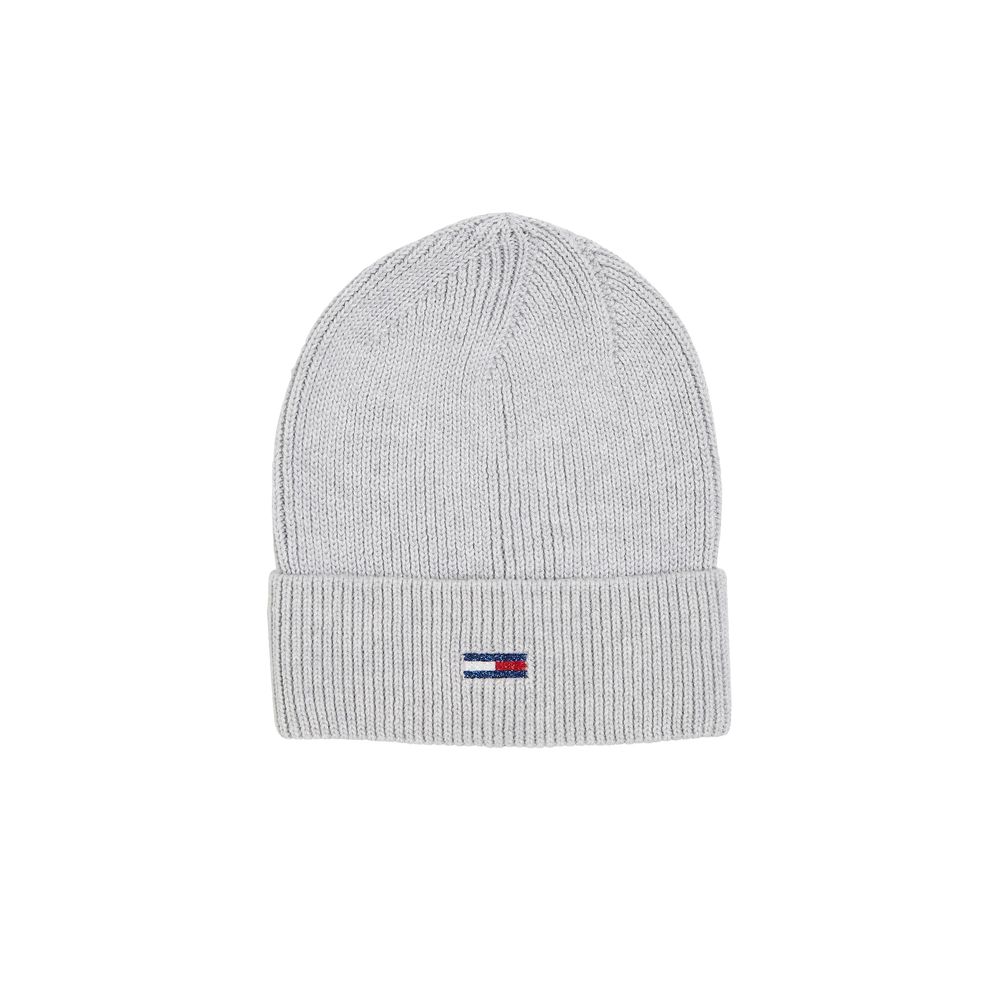 Gray knit beanie from Tommy Hilfiger Jeans, made with organic cotton for style and comfort