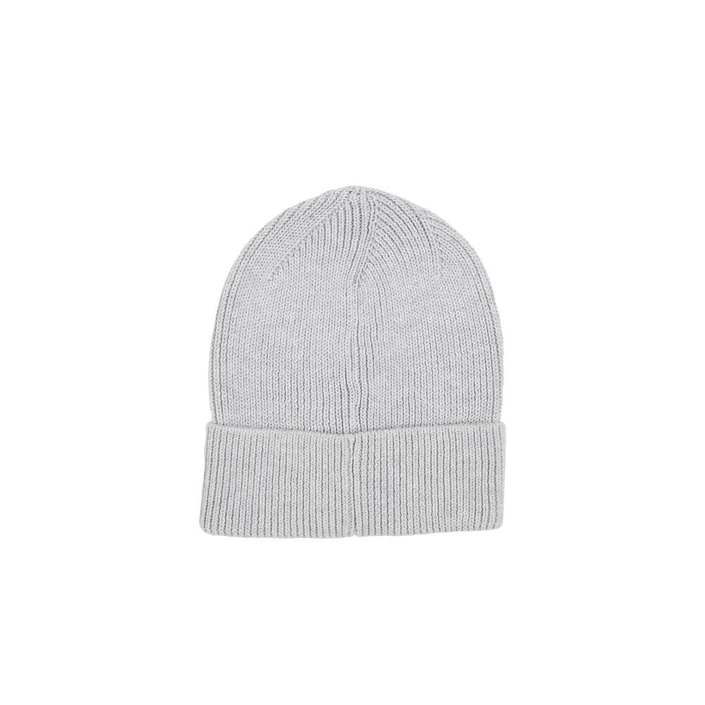 Gray knitted beanie from Tommy Hilfiger Jeans, made with organic cotton hat material