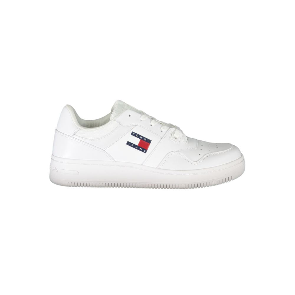 Tommy Hilfiger White Leather Men Sneaker displayed on a clean background