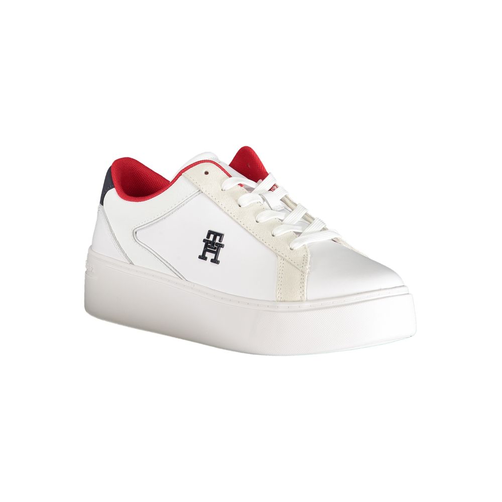 White and red Tommy Hilfiger White Polyester Sneaker for stylish casual wear