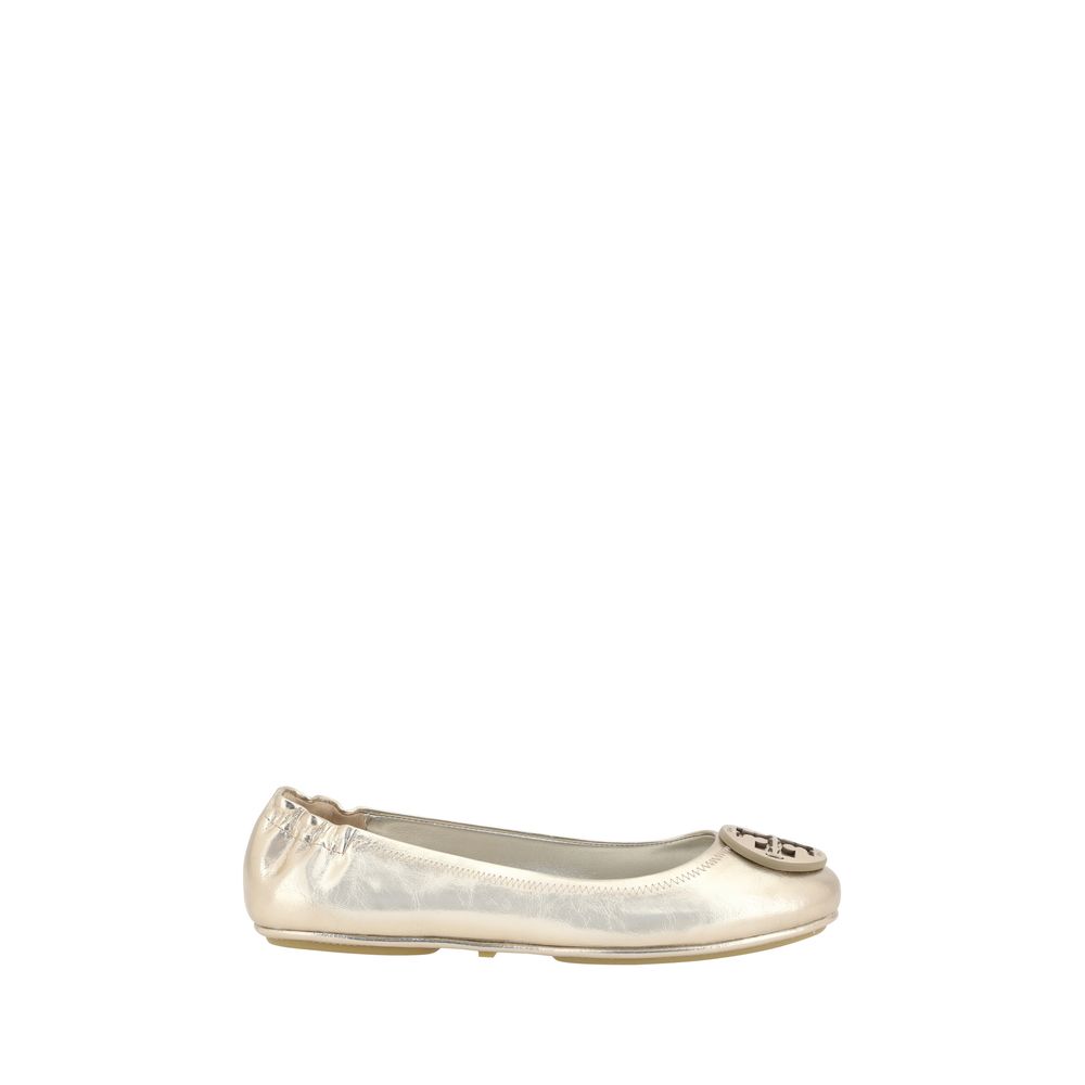 Metallic gold ballet flat from Tory Burch Minnie Ballerinas collection