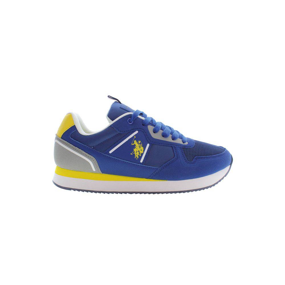 Blue and yellow U.S. POLO ASSN. athletic shoe for men in polyester material