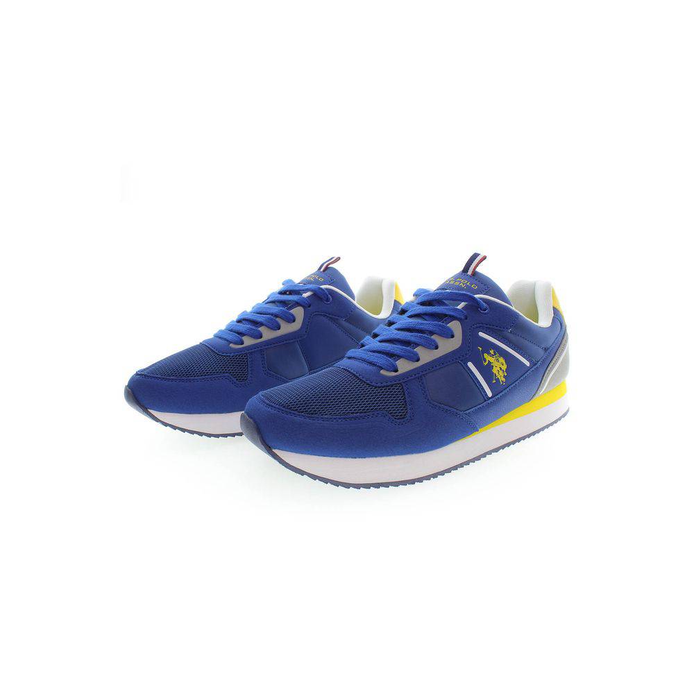 U.S. POLO ASSN. Blue Polyester Men Sneaker with blue and yellow athletic shoes