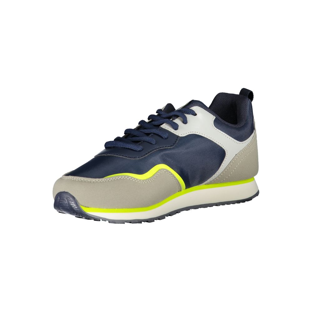 Navy and gray U.S. Polo Assn. Blue Polyester Sneaker with neon yellow accents