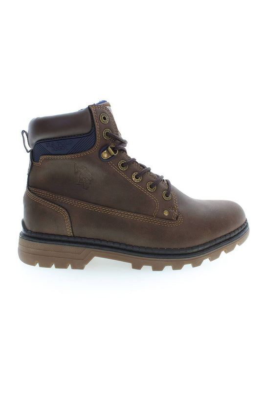 Brown leather work boot from U.S. Polo Assn. for men, durable and stylish