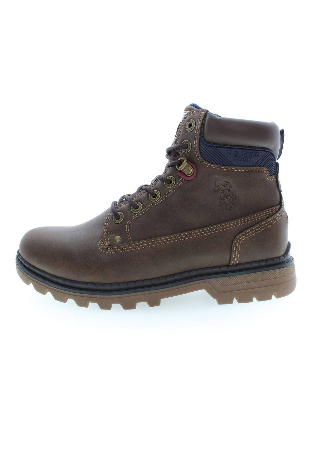 Brown leather work boot from U.S. Polo Assn. for men, stylish and durable footwear