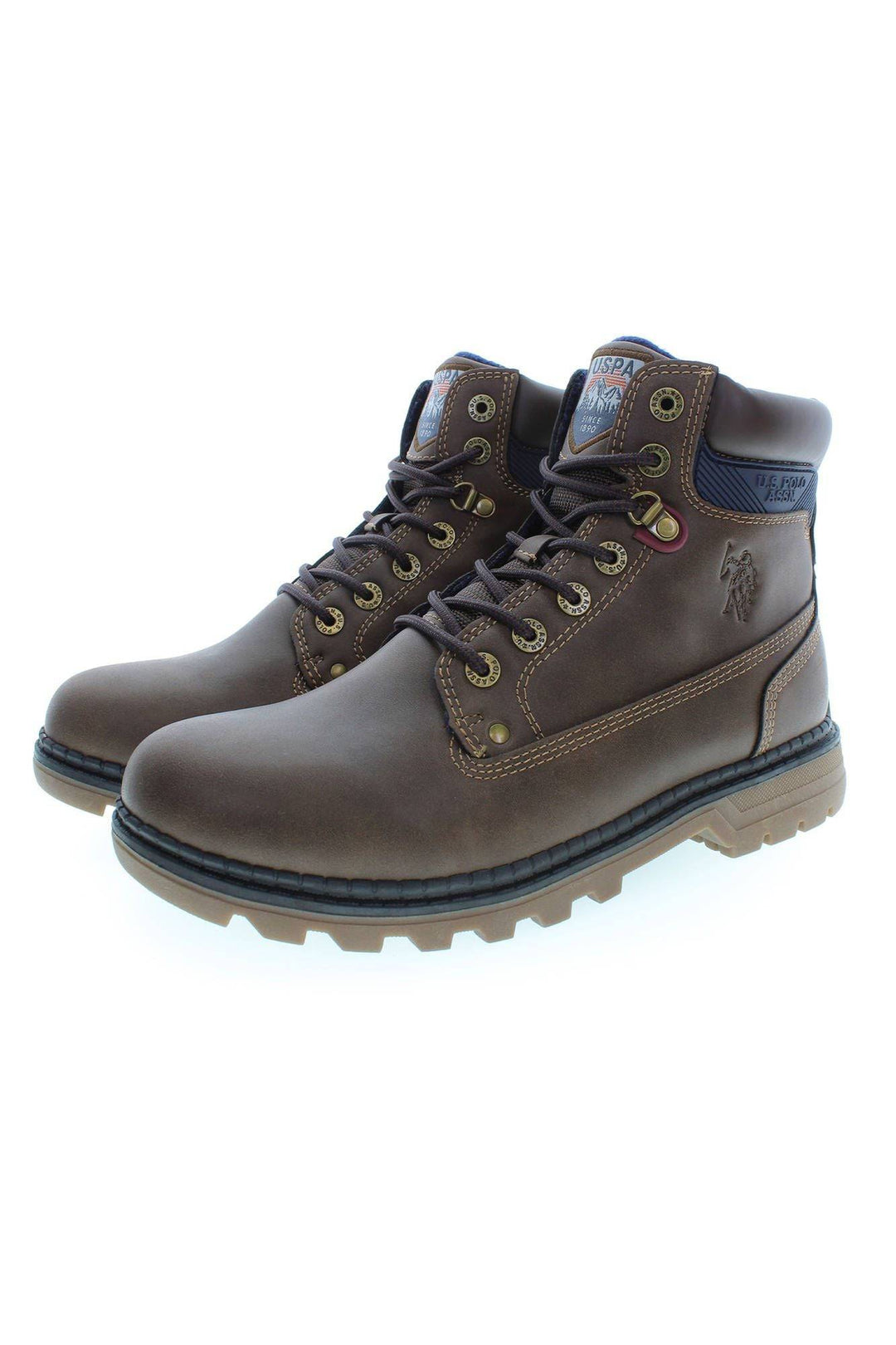 Brown leather work boots from U.S. Polo Assn for men, perfect for durability and style