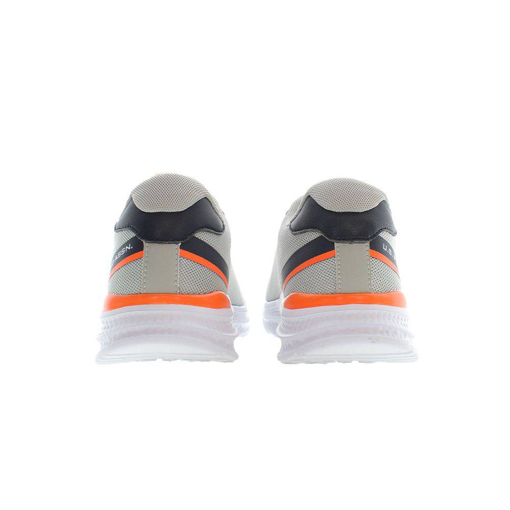 Pair of gray and orange U.S. Polo Assn. athletic shoes for men