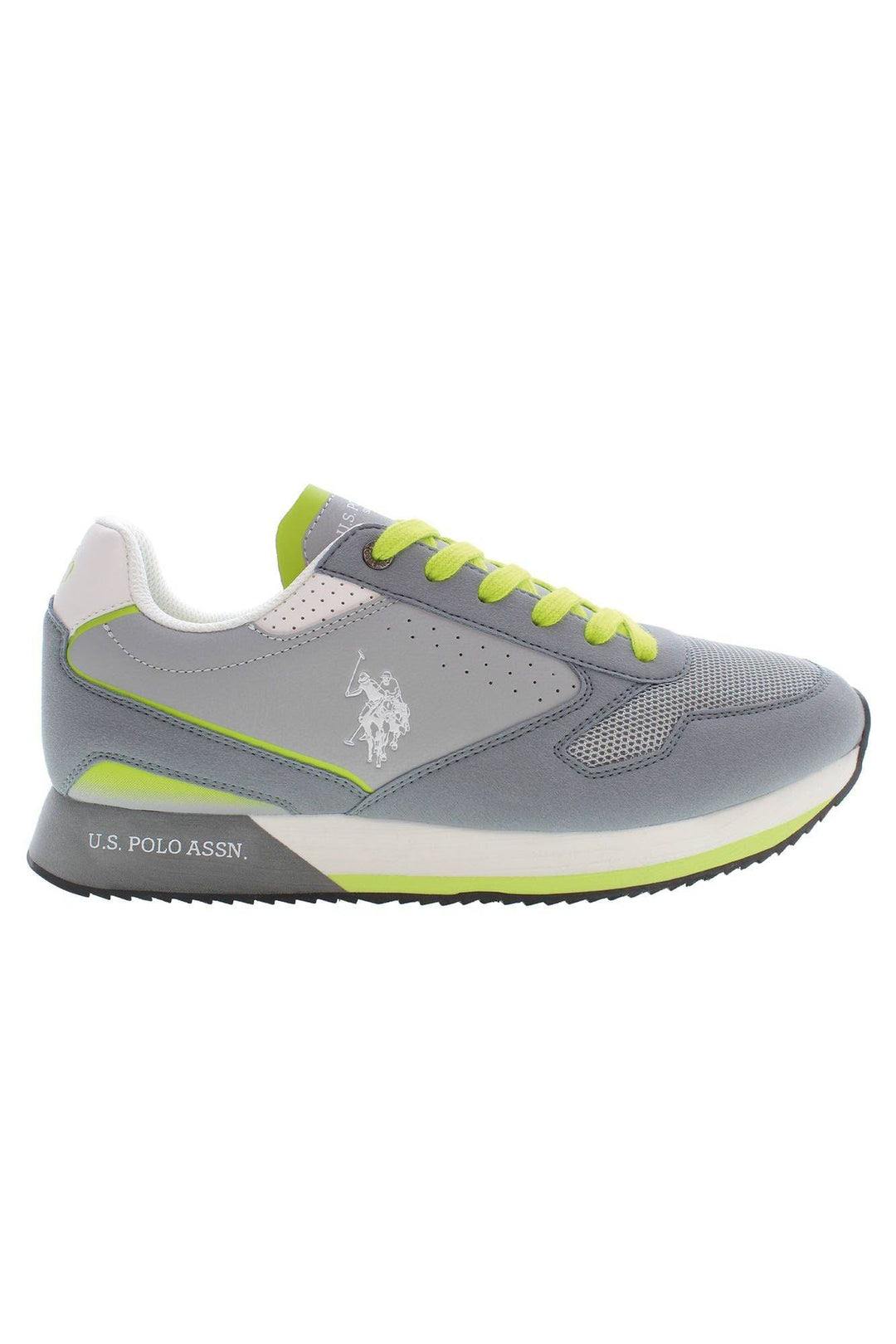 Gray and neon green U.S. Polo Assn. sneaker for men in polyester material