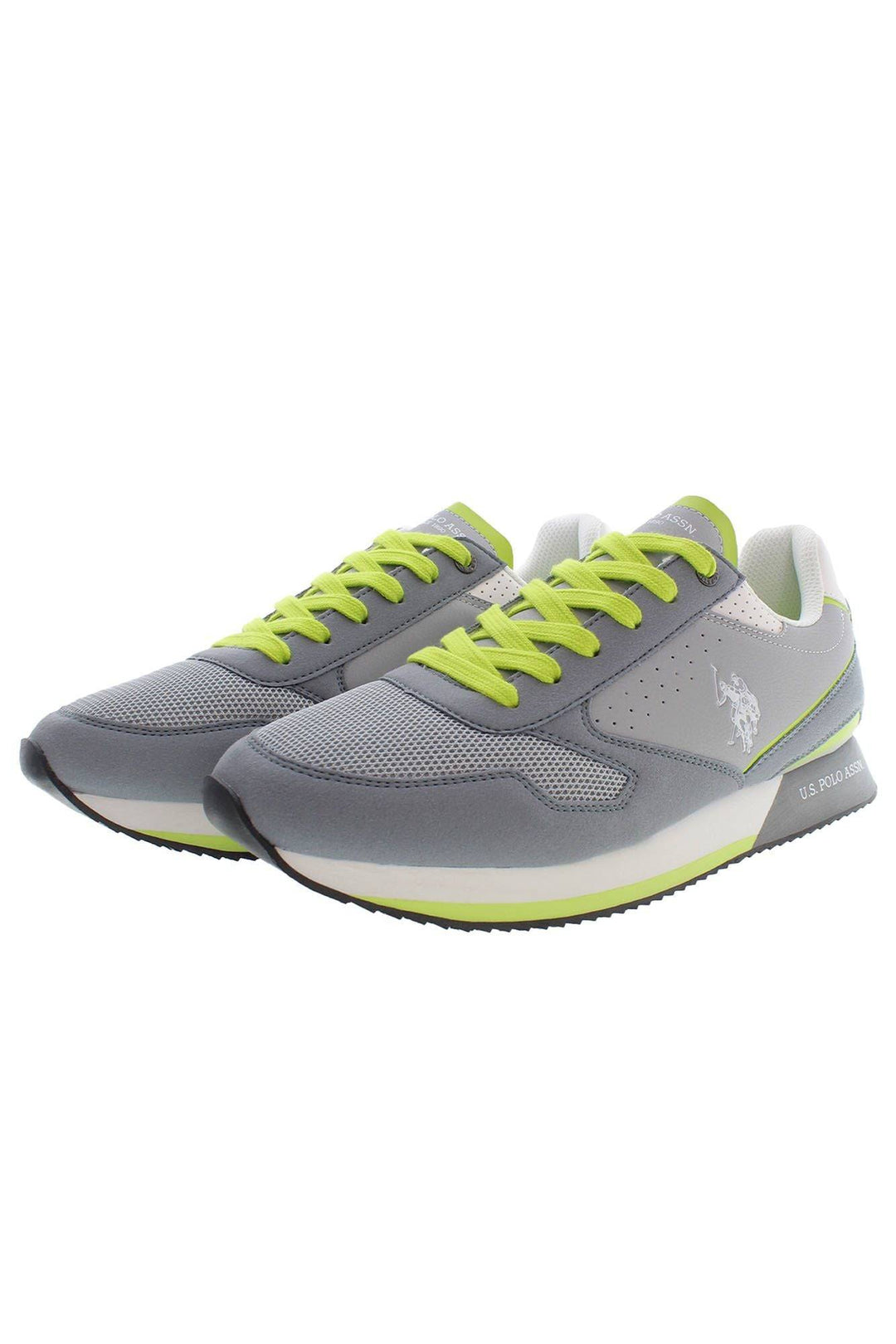 Gray and neon yellow U.S. Polo Assn Men Sneakers made of durable polyester