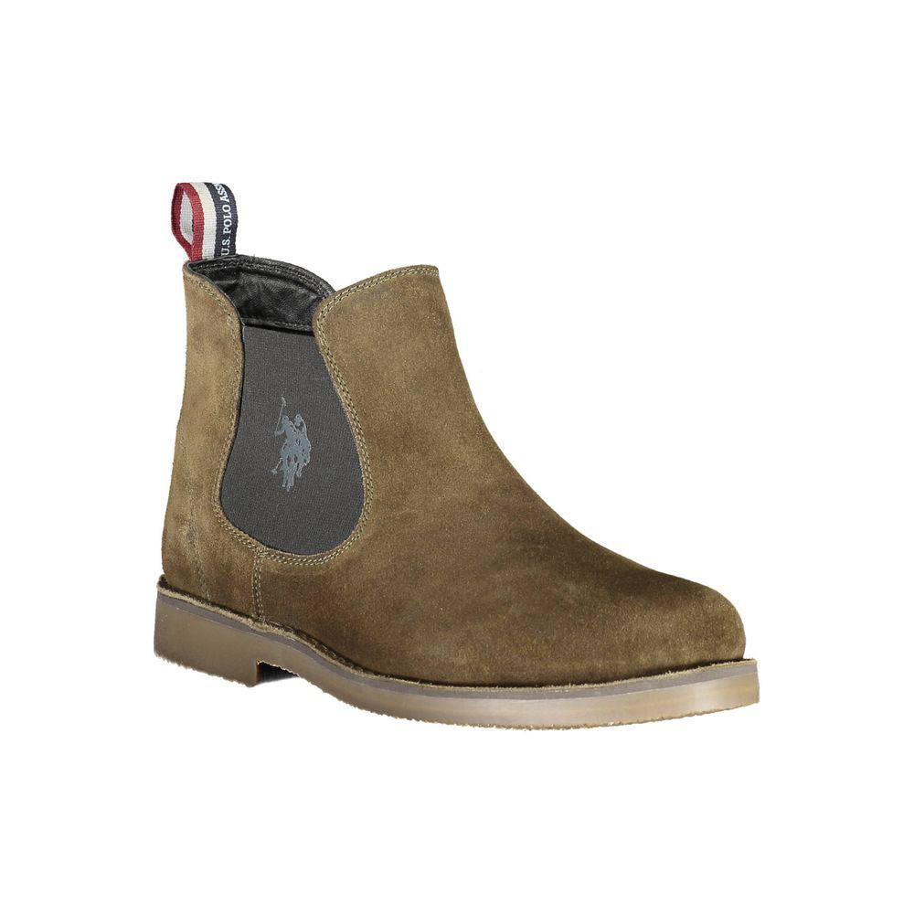 Brown suede Chelsea boot from U.S. POLO ASSN. Green Leather Men Ankle Boot collection