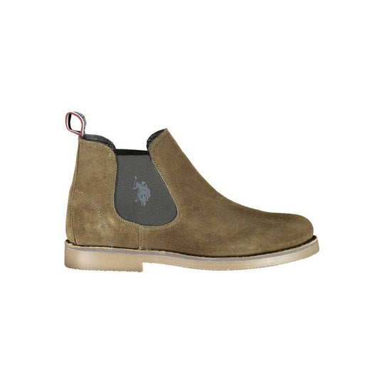 Olive suede Chelsea boot from U.S. Polo Assn. Green Leather Men Ankle Boot collection