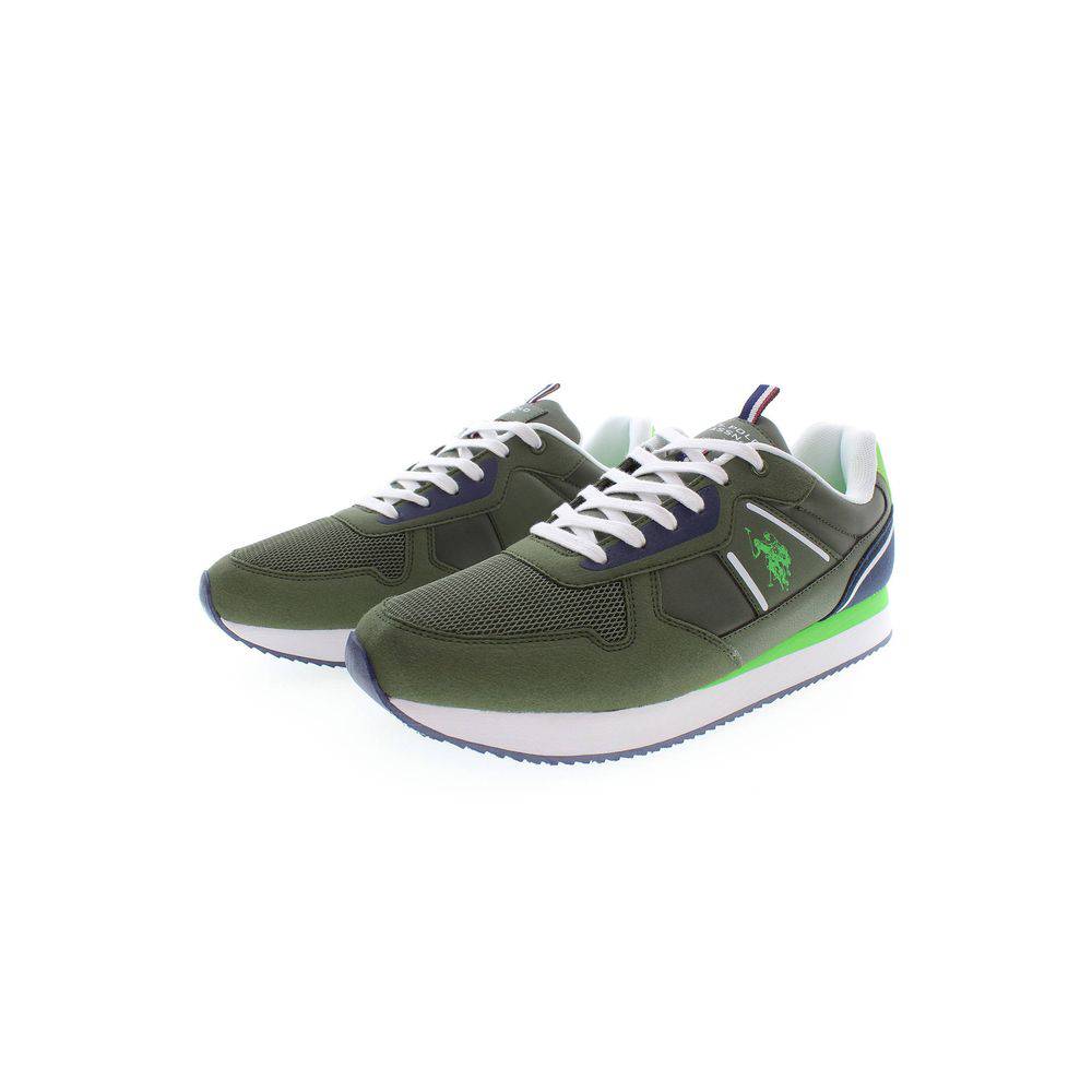 Olive green athletic shoes from U.S. POLO ASSN. for men in polyester sneaker design