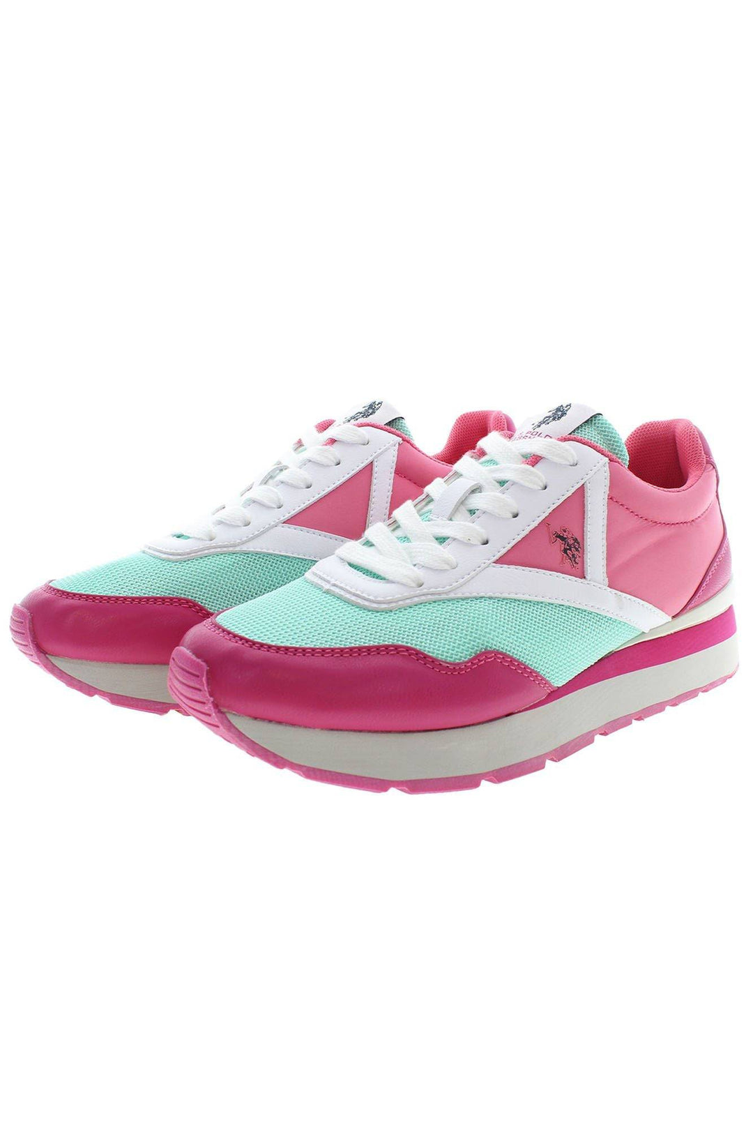 Pink and turquoise U.S. POLO ASSN. Women Sneaker in durable polyester material