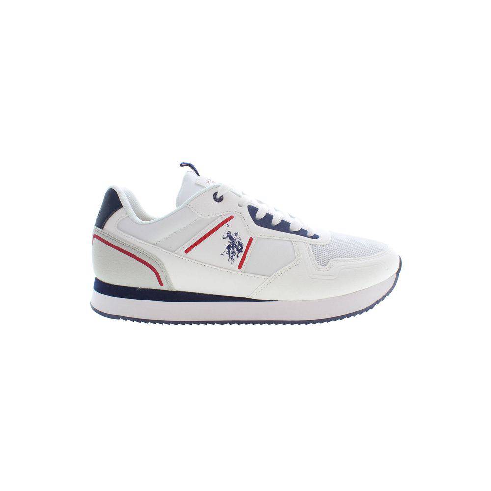 White athletic shoe with navy and red accents from U.S. Polo Assn for men