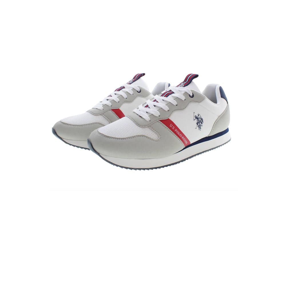 White and gray U.S. Polo Assn sneakers for men made of durable polyester