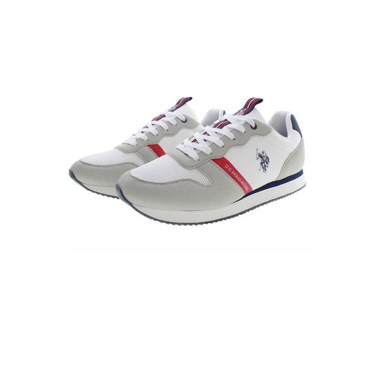 White and gray U.S. Polo Assn sneakers for men made of durable polyester