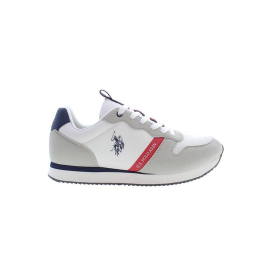 White and gray U.S. Polo Assn. sneaker for men in durable polyester material