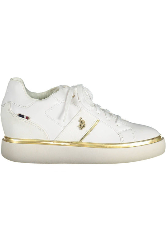 White leather sneaker with gold accents from U.S. Polo Assn for women’s fashion