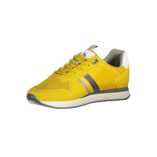 U.S. POLO ASSN. Yellow and Gray Athletic Shoe for Men, Polyester Sneaker Style