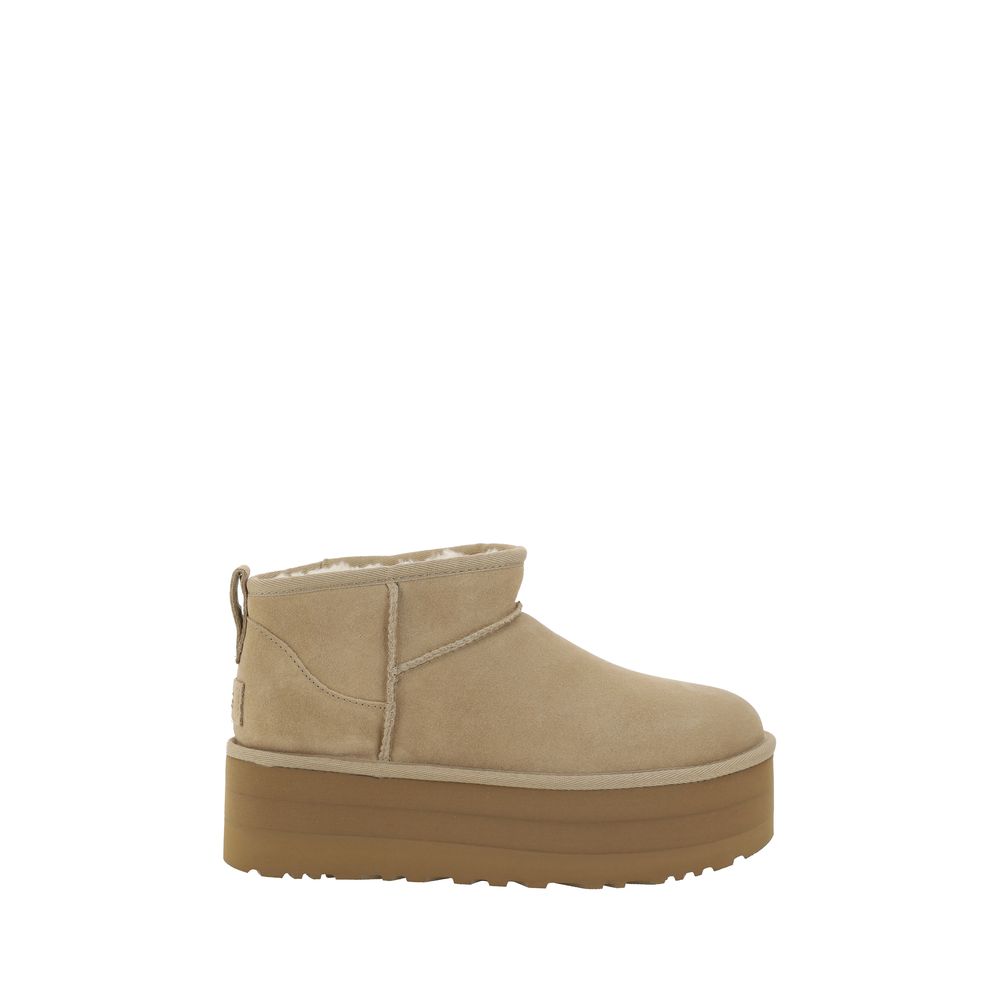 Beige UGG Classic Ultra Mini Platform Boots with stylish mini platform design