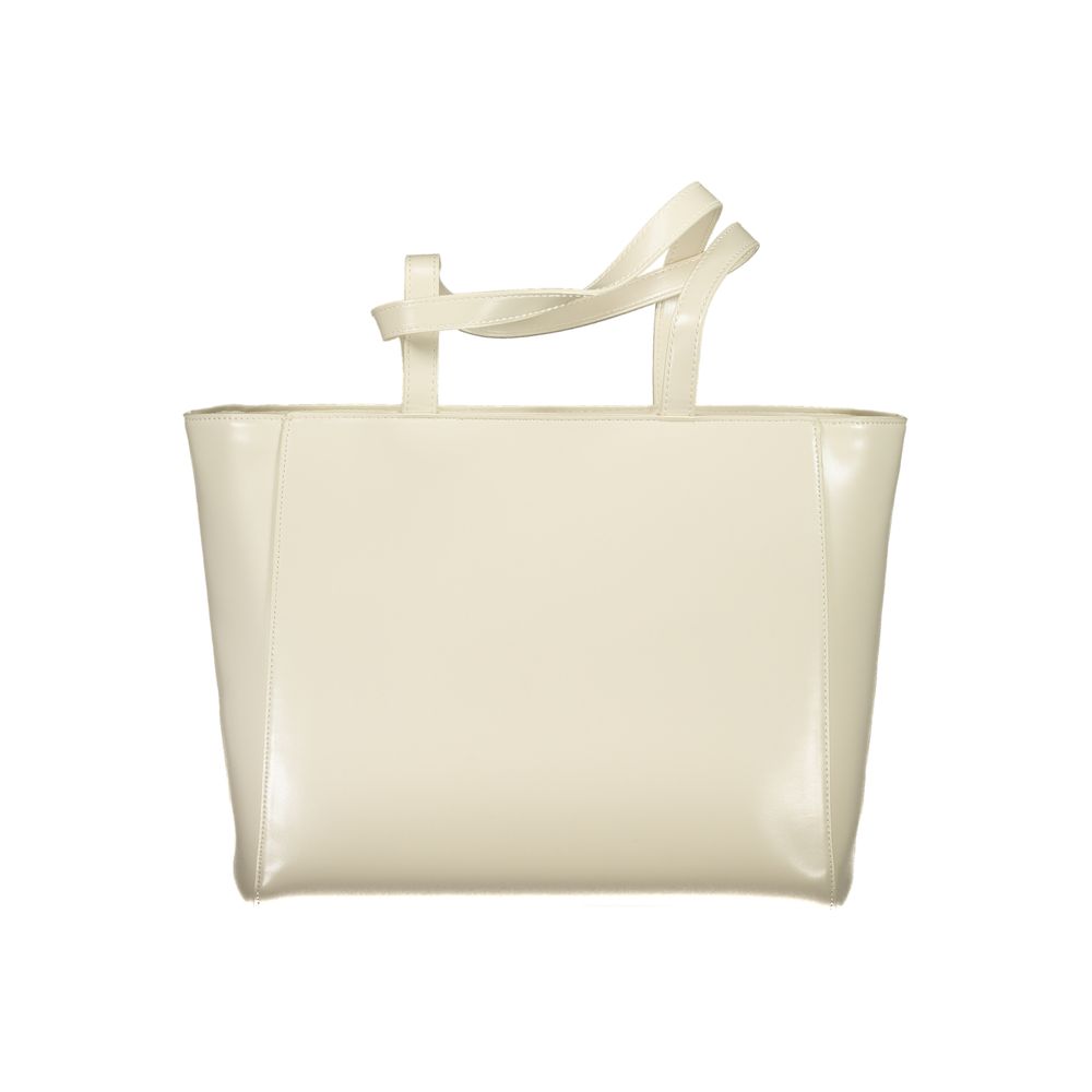 Cream-colored tote bag with handles from Valentino Bags Beige Polyethylene Women Handbag