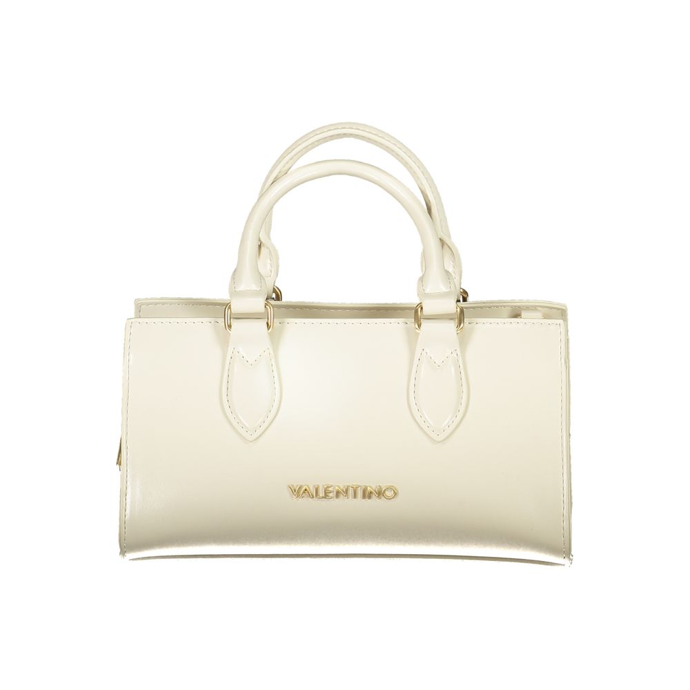 Cream-colored patent leather handbag with double handles from Valentino Bags Beige