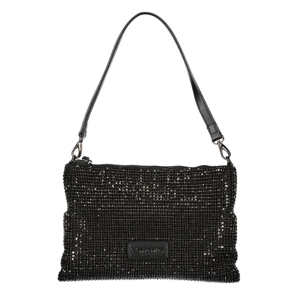 Valentino Bags Black Polyester Women Handbag with Rhinestone Details and sparkly finish