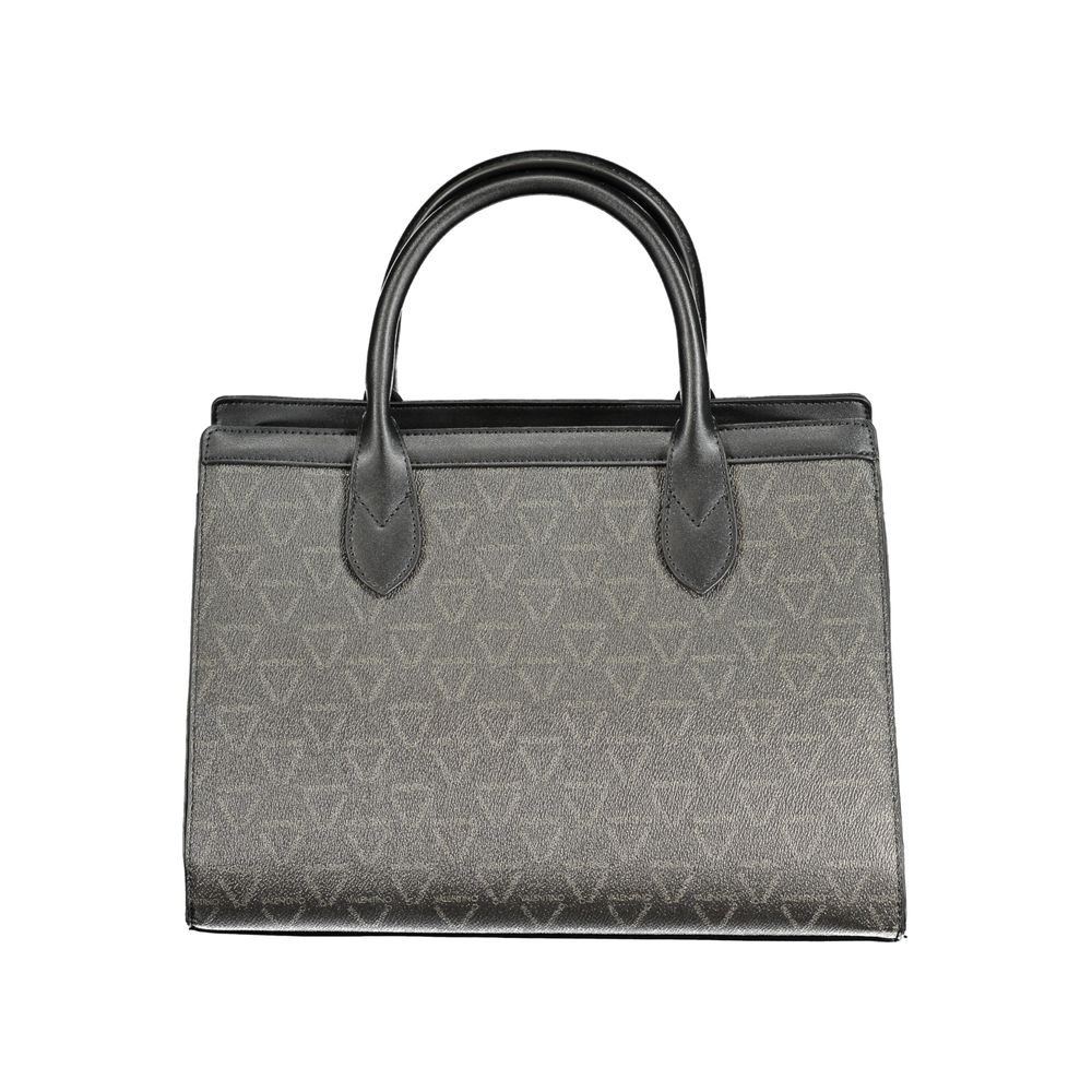 Gray patterned Valentino Bags black polyethylene handbag with stylish black handles