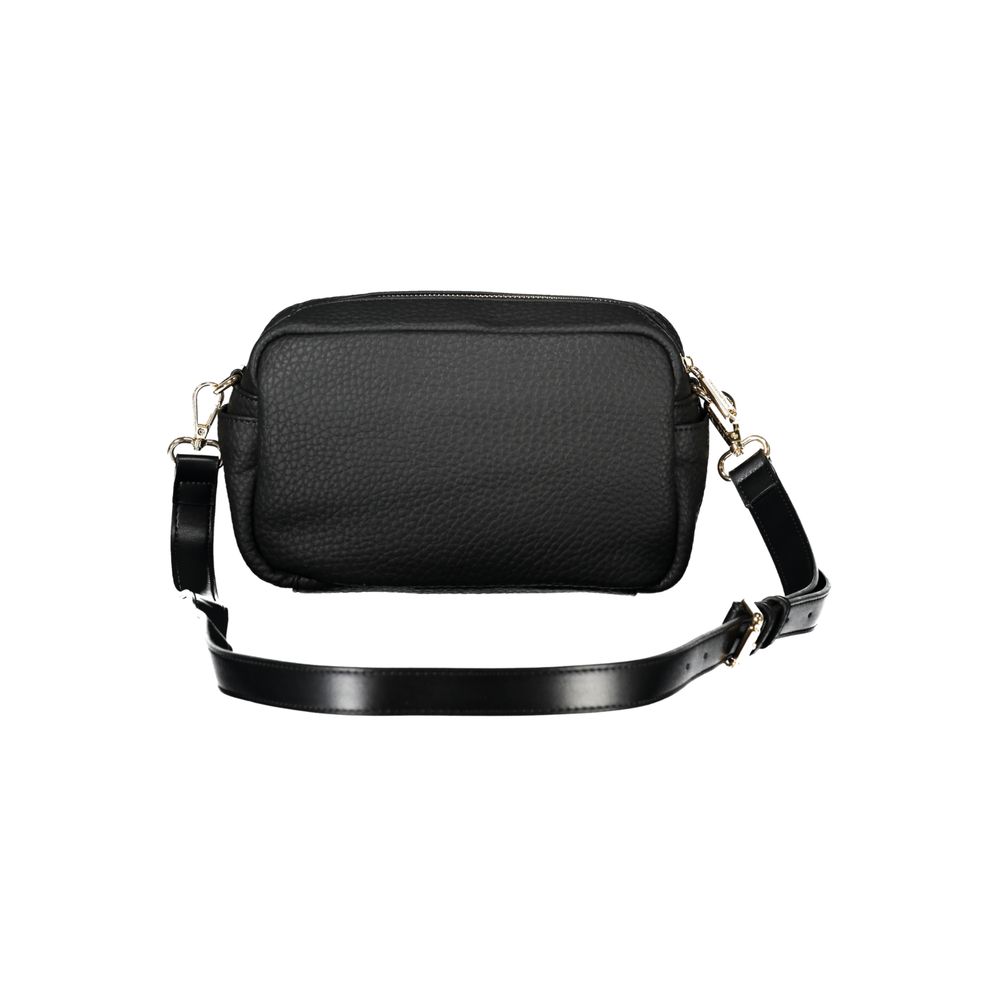 Black leather crossbody bag from Valentino Bags, featuring durable black polyethylene design