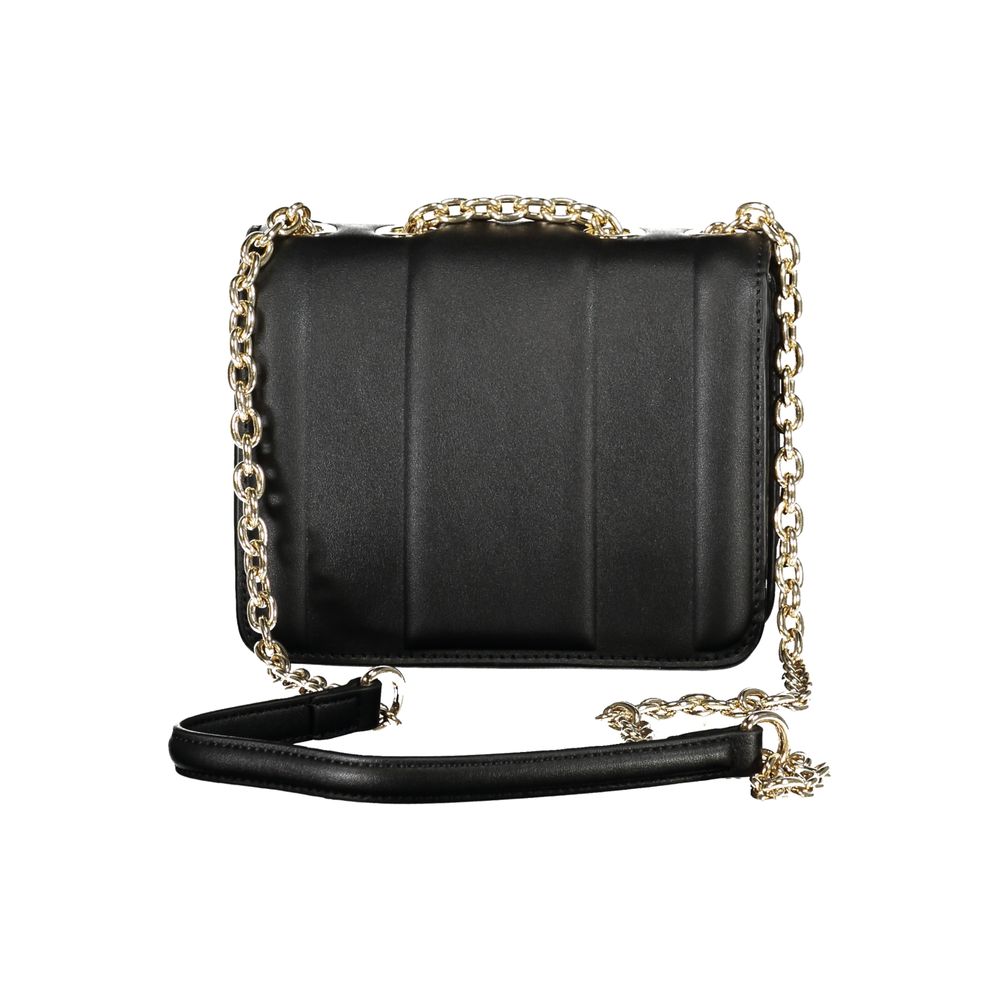 Black rectangular Valentino Bags polyethylene women handbag with gold chain strap