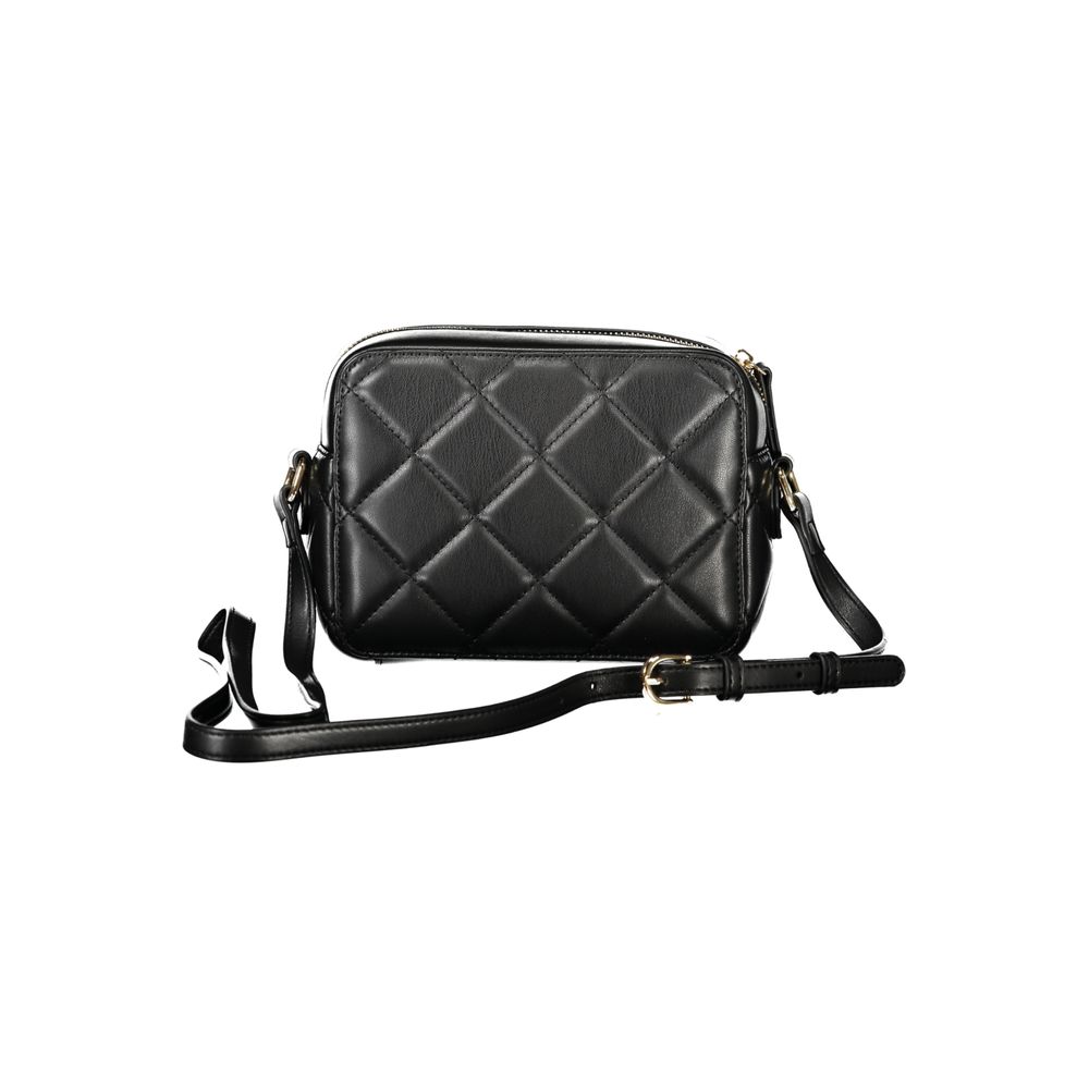 Black quilted crossbody bag from Valentino Bags, a stylish polyethylene women handbag