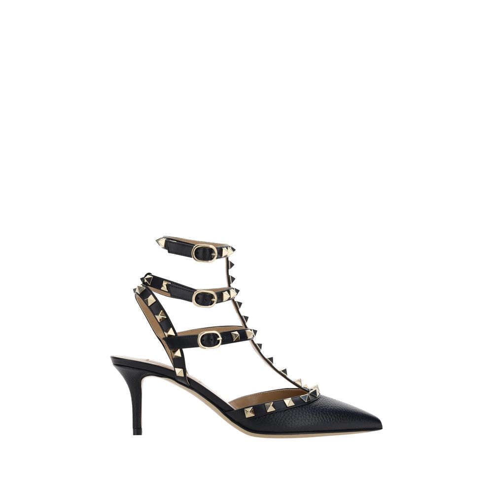 Black studded kitten heel Valentino Garavani Rockstud Pumps for stylish elegance