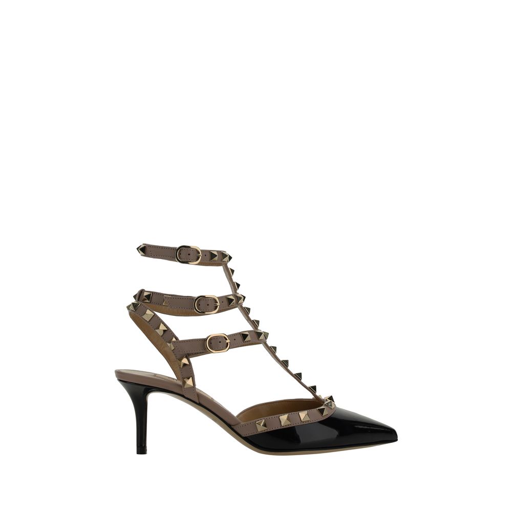 Studded black and beige high heel Valentino Garavani Rockstud Pumps for chic style