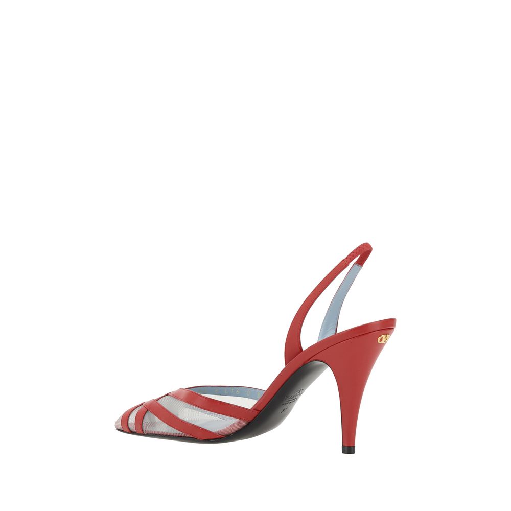 Red leather Valentino Garavani Slingback Pumps with elegant design and stylish heel